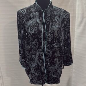 Alex Evenings womens 2 piece jacket and top size 2x color black, teal, glitter